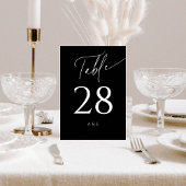 Calligraphy Minimalist Delicate Wedding Black Tischnummer