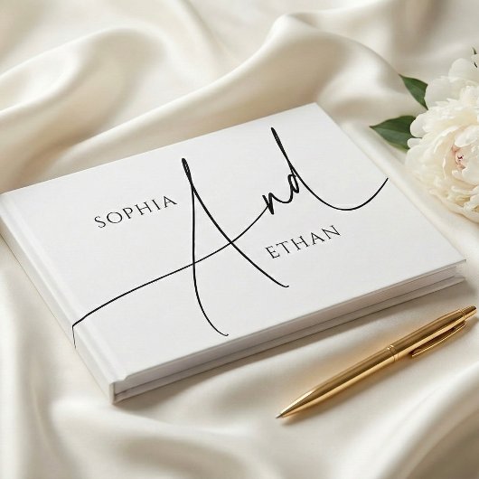 Calligraphy Minimalist Elegant Wedding Gästebuch