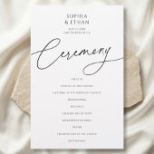 Calligraphy Minimalist Wedding Program White