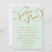 Calligraphy Mint Script Forever Love Gold Glitzer Einladung (Vorderseite)