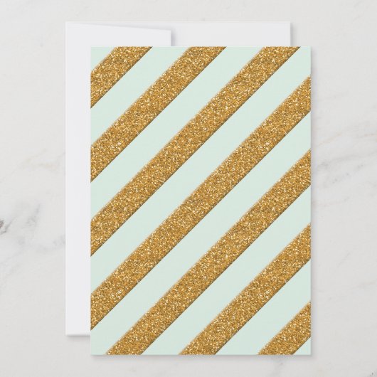 Calligraphy Mint Script Forever Love Gold Glitzer Einladung (Rückseite)