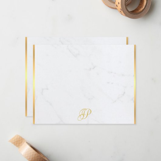 Calligraphy Monogram Gold Marble Moderne Vorlage (Vorderseite/Rückseite Beispiel)