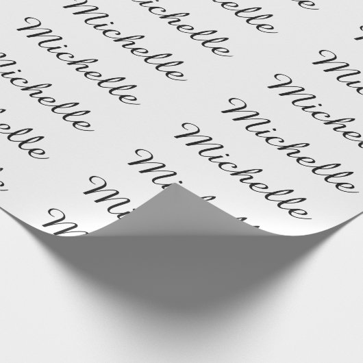 Calligraphy Name Creative Trendy White  Geschenkpapier (Ecke)