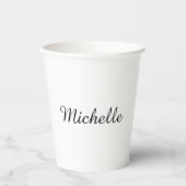 Calligraphy Name Creative Trendy White Pappbecher (Vorderseite)