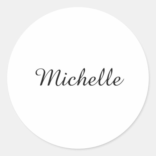 Calligraphy Name Creative Trendy White  Runder Aufkleber (Vorderseite)