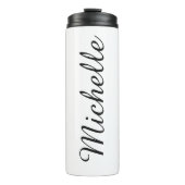 Calligraphy Name Creative Trendy White Thermosbecher (Vorderseite)