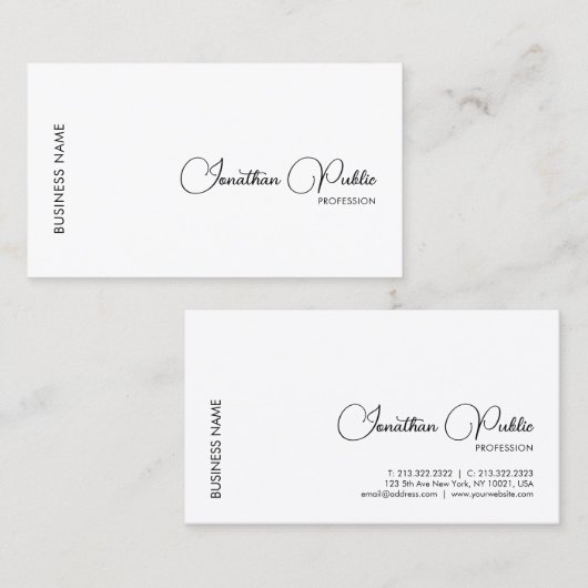 Calligraphy Name Custom Company Logo Elegant Visitenkarte (Vorne/Hinten)