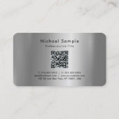 Calligraphy Name QR Code Script Luxe Silver Visitenkarte (Rückseite)