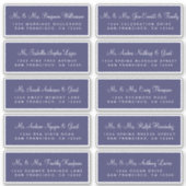 Calligraphy Navy Blue Wedding Guest Address Labels (Vorderseite)