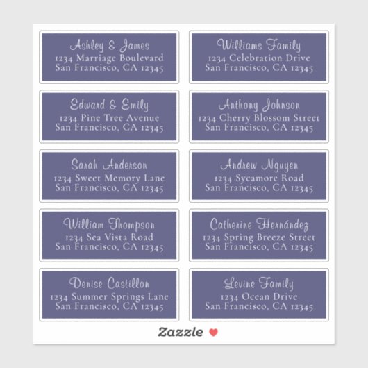 Calligraphy Navy Blue Wedding Guest Address Labels (Blatt)