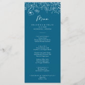 Calligraphy Navy Wildblume Dinner Menu Menükarte (Vorderseite)