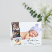 Calligraphy Newborn Baby 4 Foto von Thank You Postkarte (Stehend Vorderseite)