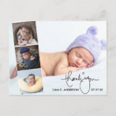 Calligraphy Newborn Baby 4 Foto von Thank You Postkarte (Vorderseite)