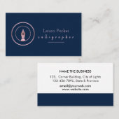 Calligraphy Nib Rose Gold Freelance Writer Visitenkarte (Vorne/Hinten)