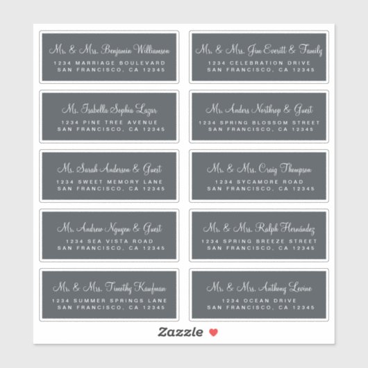 Calligraphy Off-Black Wedding Guest Address Labels (Blatt)