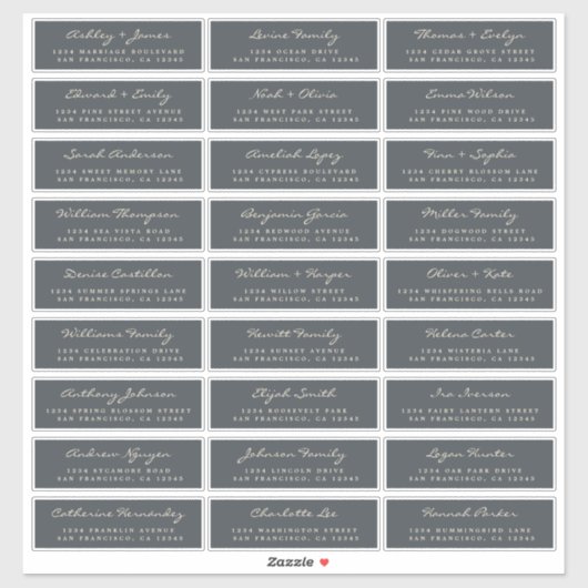 Calligraphy Off-Black Wedding Guest Address Labels (Blatt)