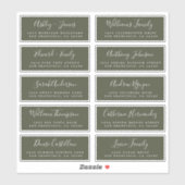 Calligraphy Olive Green Guest Address Labels (Blatt)