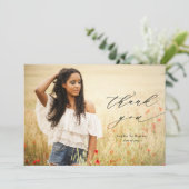 Calligraphy Overlay Foto Abschluss Vielen Dank Dankeskarte (Stehend Vorderseite)