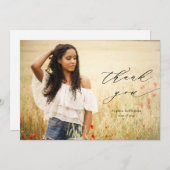 Calligraphy Overlay Foto Abschluss Vielen Dank Dankeskarte (Vorne/Hinten)