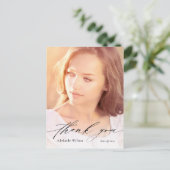 Calligraphy Overlay Foto Abschluss Vielen Dank Postkarte (Stehend Vorderseite)