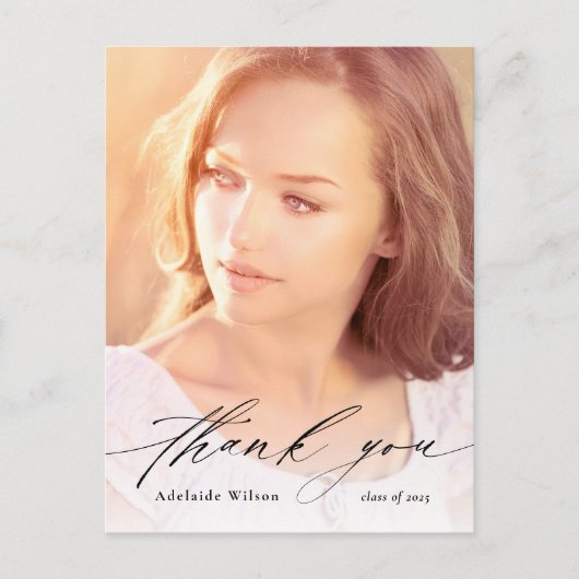 Calligraphy Overlay Foto Abschluss Vielen Dank Postkarte (Vorderseite)
