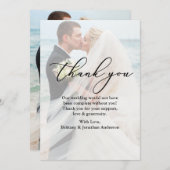 Calligraphy Overlay Wedding Foto Danke-Card Dankeskarte (Vorne/Hinten)