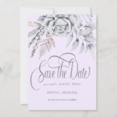 Calligraphy Pastel Beige Blume Save the Date (Vorderseite)