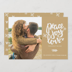 Calligraphy Peace Joy Liebe Foto Holiday Card Einladung