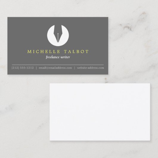 CALLIGRAPHY PEN NIB LOGO 5 für Autoren oder Schrif Visitenkarte (Vorne/Hinten)