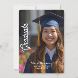  Calligraphy  Photo Grad Party  Personalize Karte