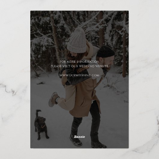 Calligraphy Photo Overlay Wedding Save The Date Folieneinladung (Rückseite)