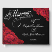 Calligraphy Photo Red Roses Black Wedding Gästebuch (Vorderseite)