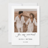 Calligraphy Photo Wedding Invite Modern Minimalist Einladung (Vorderseite)