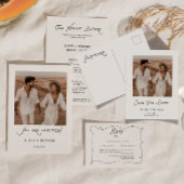 Calligraphy Photo Wedding Invite Modern Minimalist Einladung