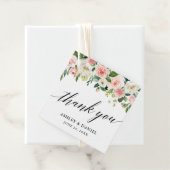 Calligraphy Pink White Floral Wedding Vielen Dank Geschenkanhänger (Beispiel)