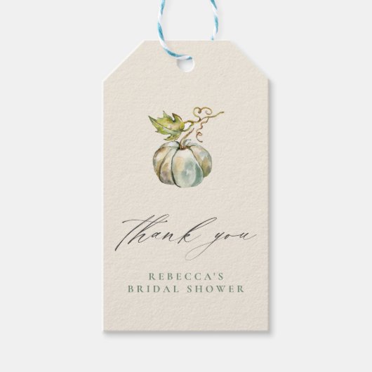 Calligraphy Pumpkin Brautparty Vielen Dank Geschenkanhänger (Vorderseite)