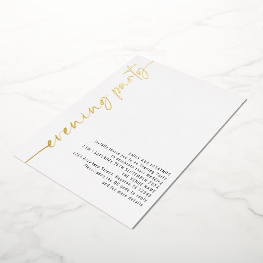 Calligraphy QR Code Abend Party Wedding Real Folieneinladung (Gedreht)