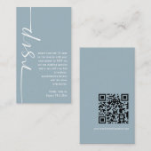 Calligraphy QR Code Dusty Blue Wedding RSVP Begleitkarte (Vorne/Hinten)