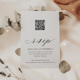 Calligraphy QR Code Floral Wedding RSVP Card Begleitkarte