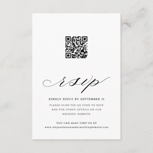 Calligraphy QR Code Floral Wedding RSVP Card Begleitkarte (Vorderseite)