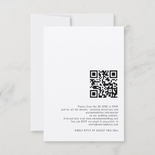 Calligraphy QR Code Wedding Abend Einladung (Rückseite)