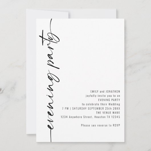 Calligraphy QR Code Wedding Abend Party Gäste Einladung (Vorderseite)