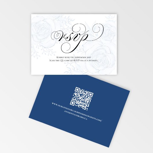 Calligraphy QR Code Wedding RSVP Response Card Karte