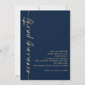 Calligraphy QR Navy Gold Wedding Abend Party Einladung (Vorderseite)