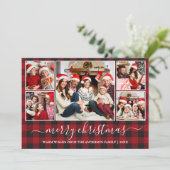 Calligraphy Red Buffalo Kariert 5 Foto Weihnachten (Stehend Vorderseite)