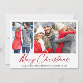 Calligraphy Red Ink Pen Christmas 3 Foto Couple Feiertagskarte