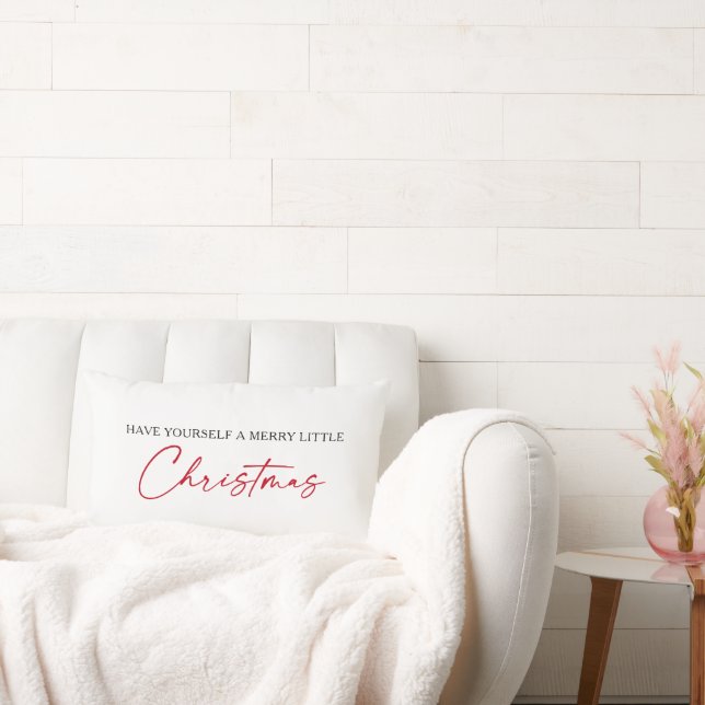 Calligraphy Red Ink Pen Minimalistische Weihnachte Lendenkissen (Liege)