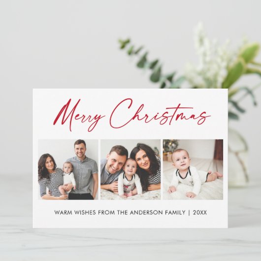 Calligraphy Red Ink Script 3 Foto Weihnachten (Stehend Vorderseite)