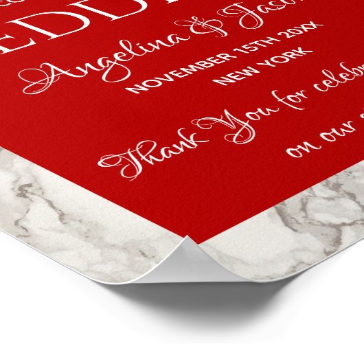 Calligraphy Red Welcome Wedding Poster (Ecke)