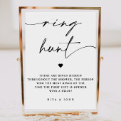 Calligraphy Ring Hunt Brautparty Game Sign Poster
